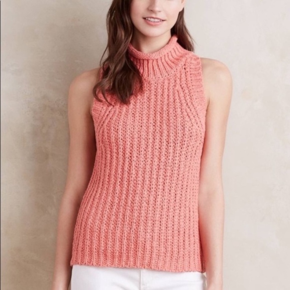 Anthropologie Moth Knit Pink Sleeveless Sweater